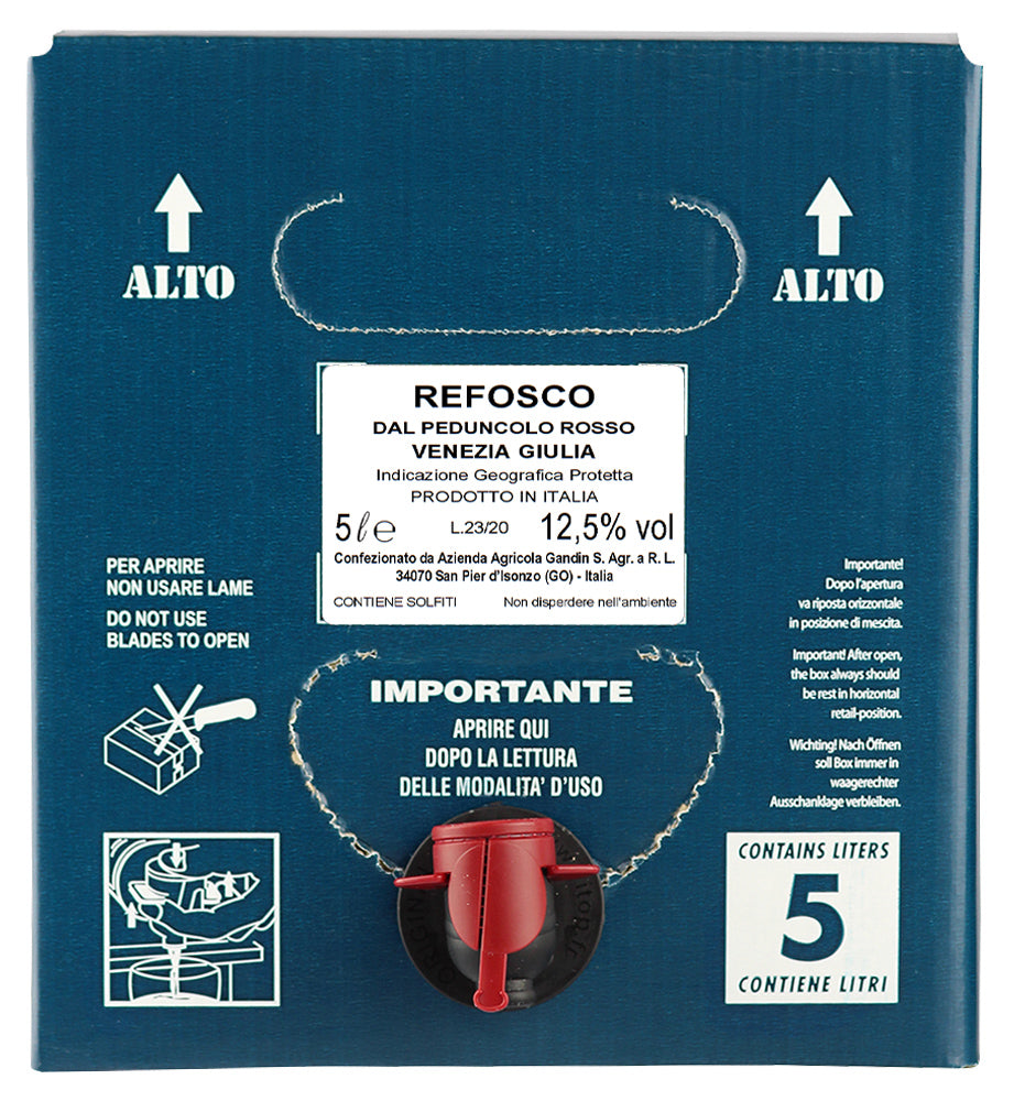 Bag-in-Box 5L - Refosco dal Peduncolo Rosso IGP Venezia Giulia - 12,5% Alc.