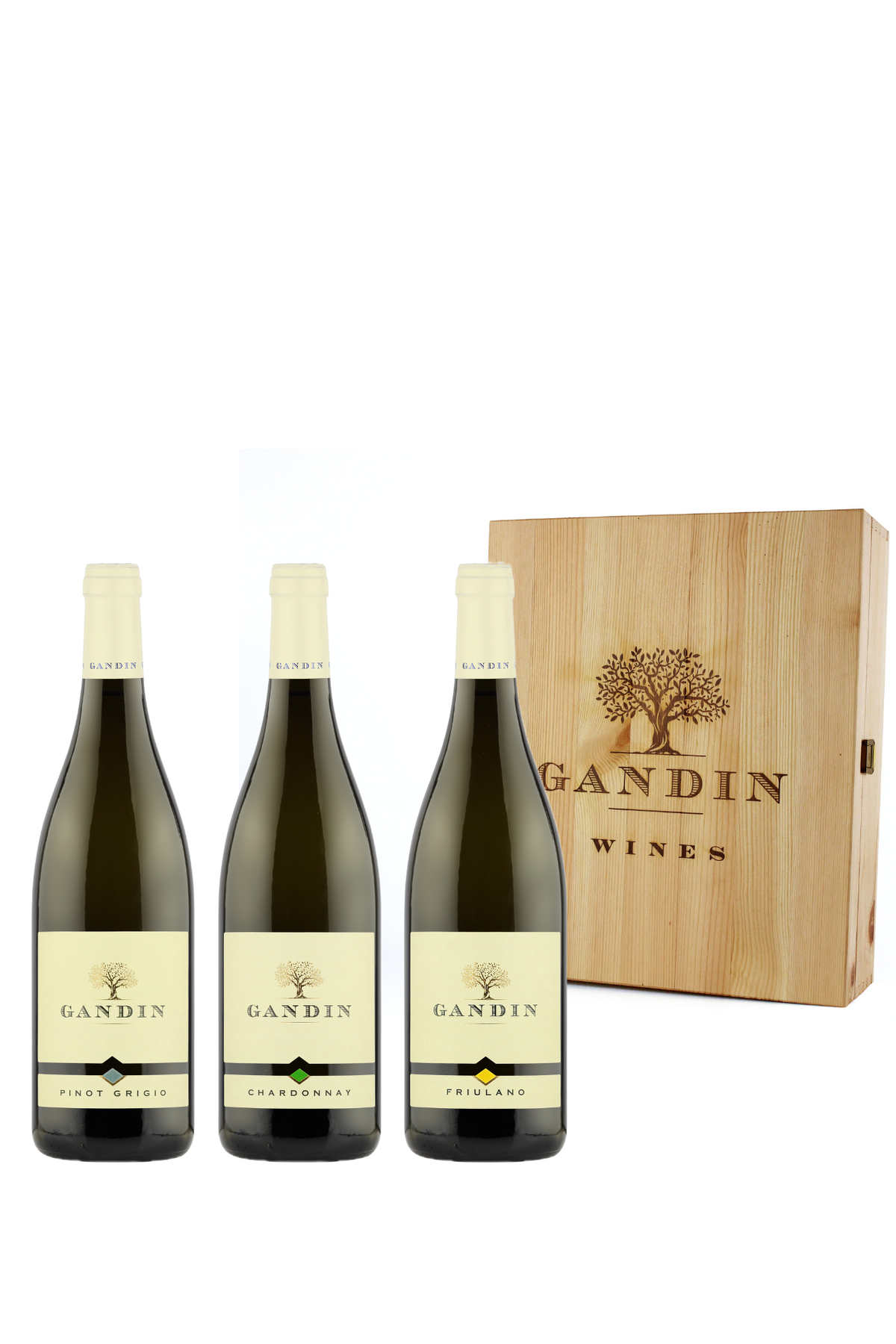 CASSETTA IN LEGNO CON PINOT GRIGIO, FRIULANO E CHARDONNAY